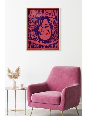 Huhuli Doğal Ahşap Çerçeveli Retro Pop Art Tablo - Bordo-Mor | HUHU1860
