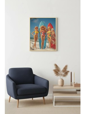 Huhuli Doğal Ahşap Çerçeveli Retro Tablo - Vintage Dekor | HUHU2580