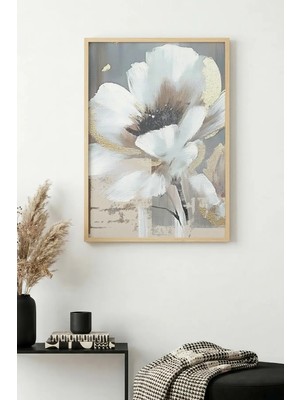 Huhuli Doğal Ahşap Çerçeveli Çiçek Desenli Tablo - Pastel Tonlar | HUHU1319