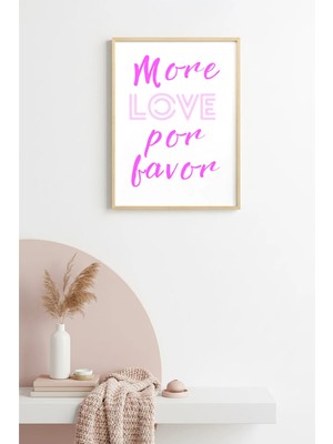 Huhuli Doğal Ahşap Çerçeveli Retro Tablo - Pembe Script Yazı Sözü | HUHU2794
