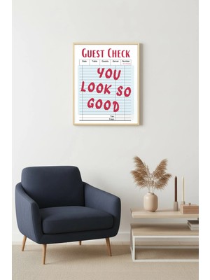 Huhuli Doğal Ahşap Çerçeveli Retro Tablo - You Look So Good Yazılı Dekoratif Tablo | HUHU2378
