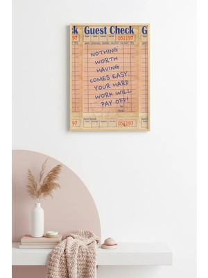 Huhuli Doğal Ahşap Çerçeveli Vintage Retro Tablo - Motivasyonel Sözlü Diner Check | HUHU2570