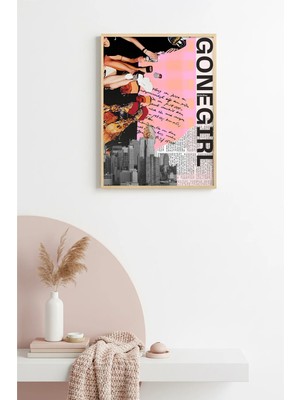 Huhuli Doğal Ahşap Çerçeveli Tablo - Retro Pop Art Moda Collage | HUHU2429