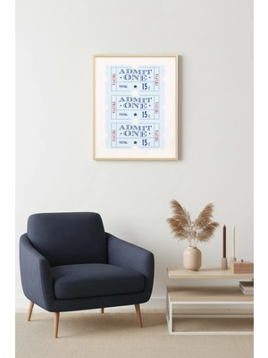 Huhuli Doğal Ahşap Çerçeveli Retro Tablo - Admit One Vintage Stil | HUHU2696