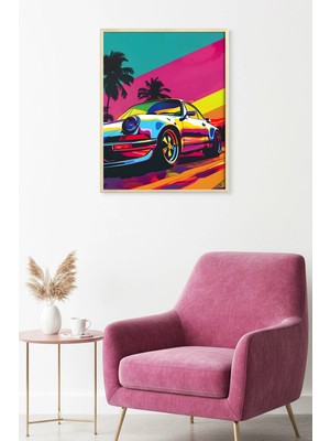 Huhuli Doğal Ahşap Çerçeveli Canlı Pop Art Desenli Tablo - Retro Tonlar | HUHU1925