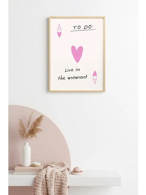 Huhuli Doğal Ahşap Çerçeveli Minimalist Sözlü Tablo - Pastel Tonlar | HUHU2502