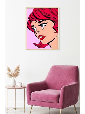Huhuli Doğal Ahşap Çerçeveli Pop Art Portre Tablo - Kırmızı Çizgi Roman | HUHU2022