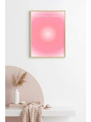 Huhuli Doğal Ahşap Çerçeveli Retro Tablo - Good Things Are Coming Pastel Motivasyon | HUHU2786