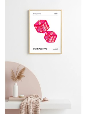 Huhuli Doğal Ahşap Çerçeveli Retro Küp Desenli Tablo - Pembe Tonlar | HUHU2591