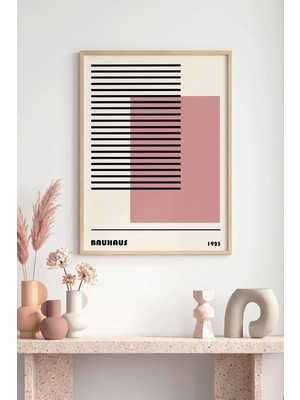 Huhuli Doğal Ahşap Çerçeveli Geometrik Desenli Tablo - Pastel | HUHU1105