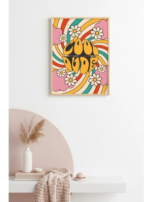 Huhuli Doğal Ahşap Çerçeveli Retro Pop Art Tablo - Cool Dude | HUHU2608