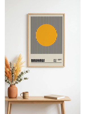 Huhuli Doğal Ahşap Çerçeveli Geometrik Desenli Tablo - Canlı Tonlar | HUHU1093