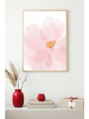 Huhuli Doğal Ahşap Çerçeveli Çiçek Desenli Tablo - Pastel Tonlar | HUHU1633