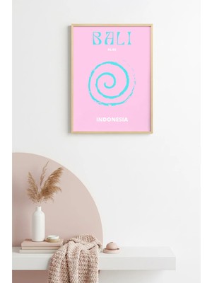 Huhuli Doğal Ahşap Çerçeveli Pastel Soyut Tablo - Tropikal Spiral Desen | HUHU2207