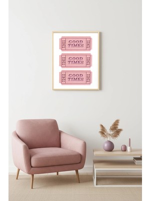 Huhuli Doğal Ahşap Çerçeveli Retro Tablo - Good Times Yazı Tasarımı | HUHU2296