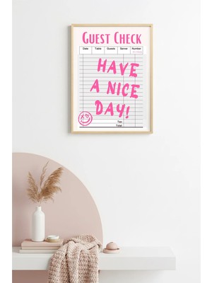 Huhuli Doğal Ahşap Çerçeveli Retro Tablo - Have A Nice Day Mesajı | HUHU2386