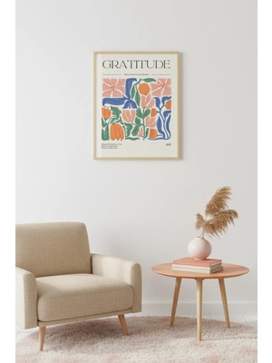 Huhuli Doğal Ahşap Çerçeveli Retro Tablo - Pastel Botanik Çiçek Desenli | HUHU2569