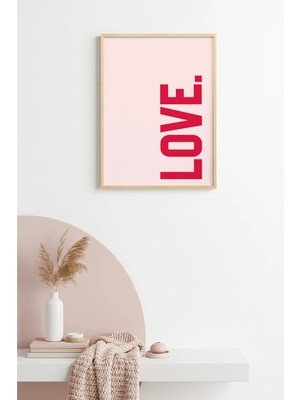 Huhuli Doğal Ahşap Çerçeveli Retro Tablo - Love Pop Art | HUHU2659