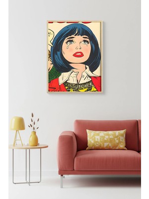 Huhuli Doğal Ahşap Çerçeveli Pop Art Portre Desenli Tablo - Retro Tarz | HUHU1783