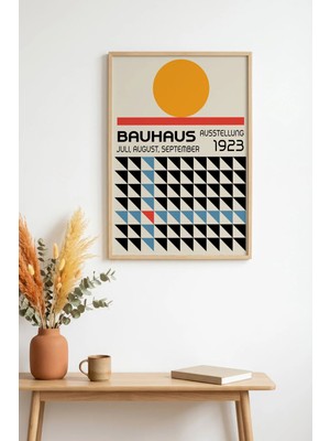 Huhuli Doğal Ahşap Çerçeveli Geometrik Desenli Tablo - Canlı Tonlar | HUHU1094