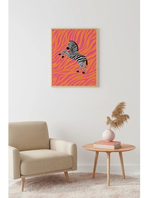 Huhuli Doğal Ahşap Çerçeveli Retro Zebra Tablo - Canlı Desenli Hayvan Figürü | HUHU2692