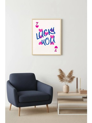Huhuli Doğal Ahşap Çerçeveli Pop Art Tablo - Retro Aşk Mesajı | HUHU2447