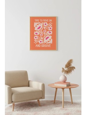 Huhuli Doğal Ahşap Çerçeveli Retro Floral Tablo - Pembe Tonlu Çiçek Desenli | HUHU2228