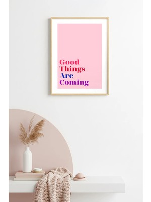 Huhuli Doğal Ahşap Çerçeveli Retro Tablo - Iyi Zamanlar Geliyor Sözlü | HUHU2720