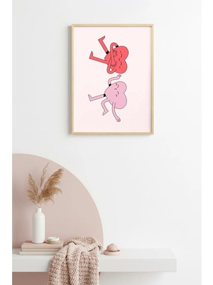 Huhuli Doğal Ahşap Çerçeveli Retro Tablo - Sevimli Pop Art Cartoon | HUHU2792