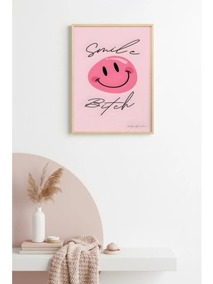 Huhuli Doğal Ahşap Çerçeveli Retro Tablo - Minimalist Slogan Doodle | HUHU2832