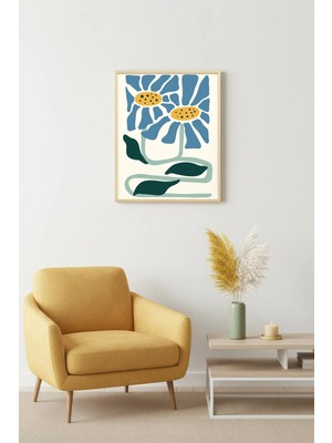 Huhuli Doğal Ahşap Çerçeveli Retro Floral Tablo - Botanik Çiçek Desenli | HUHU2089