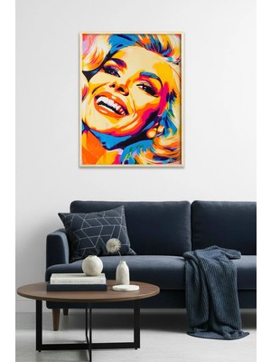 Huhuli Doğal Ahşap Çerçeveli Pop Art Portre Tablo - Canlı Tonlar | HUHU2002