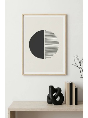 Huhuli Doğal Ahşap Çerçeveli Minimal Geometrik Desenli Tablo - Pastel | HUHU1559