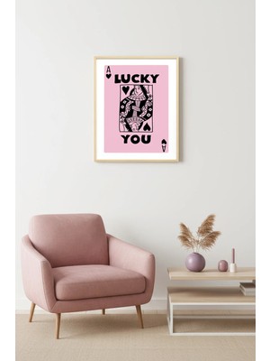 Huhuli Doğal Ahşap Çerçeveli Retro Grafik Tablo - Pop Art Uğur Figürlü Sanat Baskı | HUHU2377