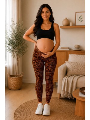 Meghan L.A Hamile Leopar Desenli Tayt