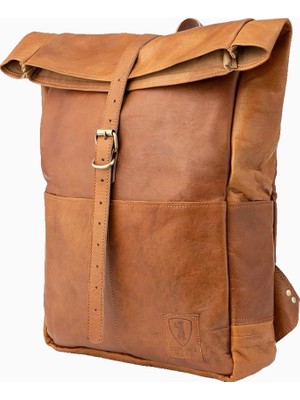 Berliner Bags Paris Vintage Deri Rolltop Laptop Unisex Sırt Çantası Kahverengi