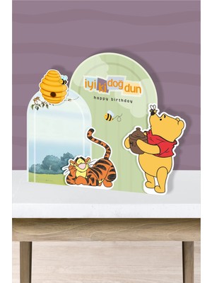 Neşeli Günlerim Winnie The Pooh Temalı Parçalı Ayaklı Pano 3boyutlu (Masa Üstü) * Kalın Kağıt