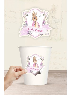 Neşeli Günlerim Pink Rabbit Pembe Tavşan Temalı Sticker (Etiket) ** Yapışkanlı Kağıt