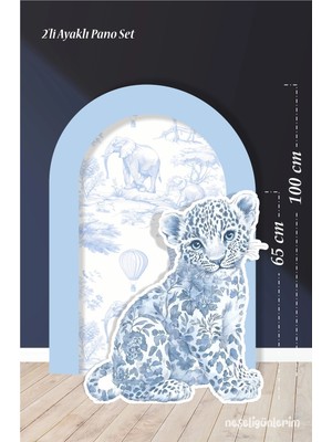 Neşeli Günlerim 2'li Ayaklı Pano Seti Safari Mavi, Leopar / 100 cm - 65 cm