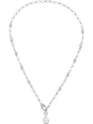 Merano Design Damla Taşlı Rhodium Kolye