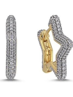 Merano Design Taşlı Yıldız Gold Küpe