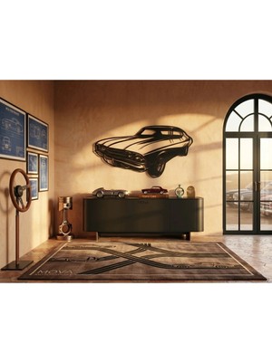 Mova Dizayn Retro Muscle Car Amerikan Arabası Metal Duvar Tablosu