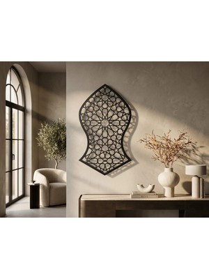 Mova Dizayn Modern Metal Kadem-I Şerif Duvar Tablosu Islami Geometrik Salon Ofis Duvar Dekoru