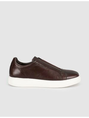 Cabani Kahverengi Hakiki Deri Erkek Casual Sneaker