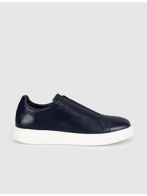 Cabani Lacivert Hakiki Deri Erkek Casual Sneaker