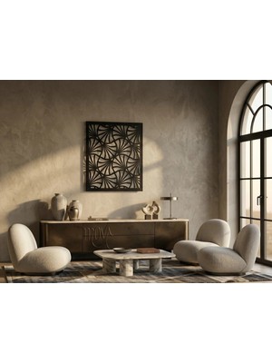 Mova Dizayn Modern Metal Art Deco Yelpaze Desenli Duvar Tablosu Kare Geometrik Salon Ofis Duvar Dekoru