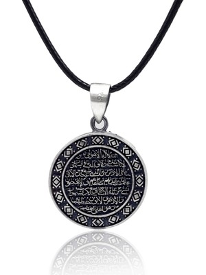 Midyat Nurtaş Gümüş Ayet-El Kürs-I Dualı Yuvarlak Model 925 Ayar Gümüş Erkek Kolye 201025698