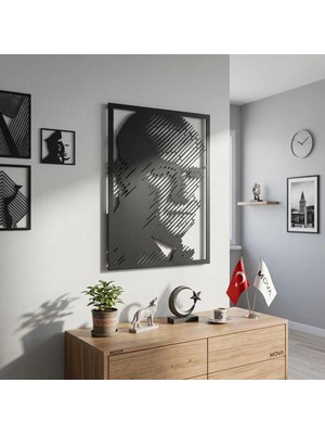Mova Dizayn Metal Duvar Tablosu Atatürk Portre Ev ve Ofis Için Özel Tasarım
