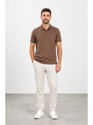 Sabri Özel Merserize Polo Yaka Erkek T-Shırt S25S23BT010-KAHVE