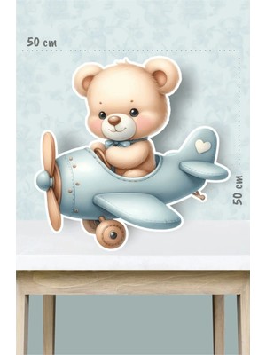 Neşeli Günlerim Helikopterli Ayıcık Temalı - 50X50 cm Ayaklı Pano
